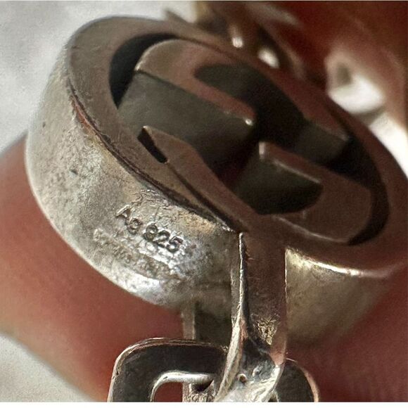 Gucci sterling silver cuban link chain bracelet with interlocking G - Picture 8 of 14